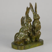 Jean Magrou Bronze - Three Alert Hares - Hickmet Fine Arts 
