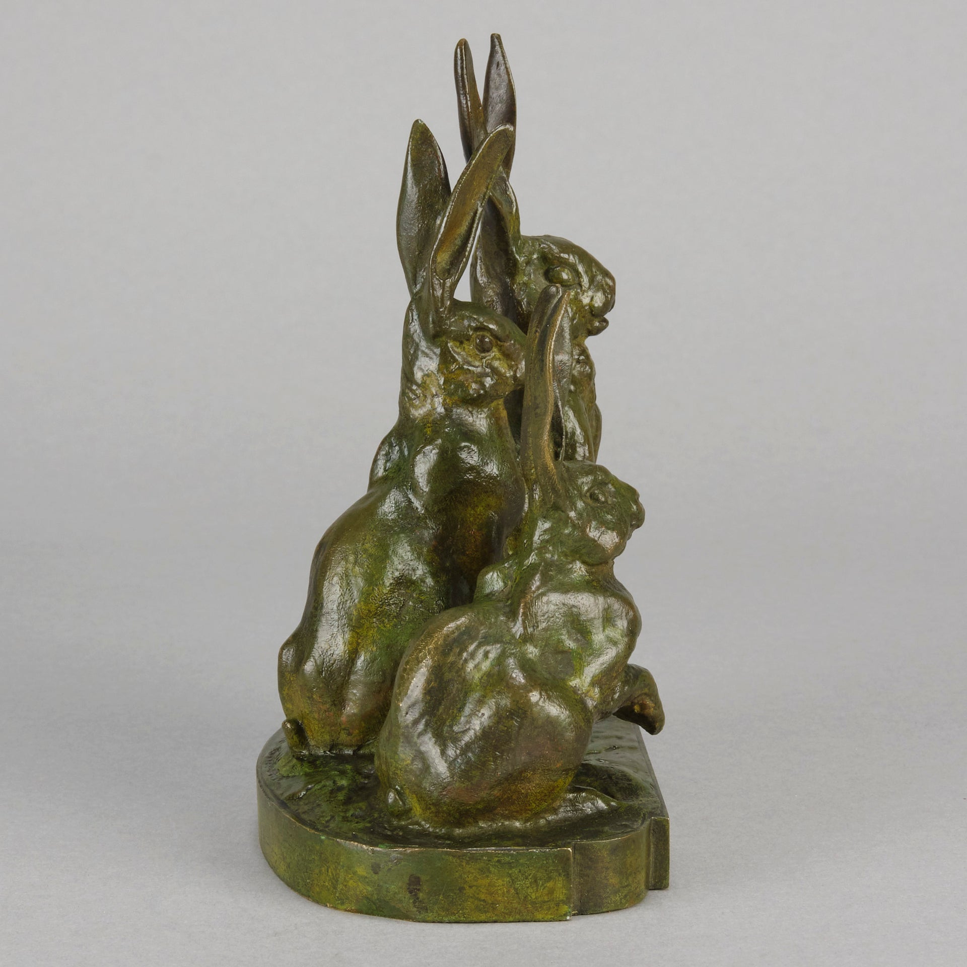 Jean Magrou Bronze - Three Alert Hares - Hickmet Fine Arts 