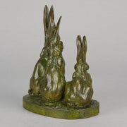 Jean Magrou Bronze - Three Alert Hares - Hickmet Fine Arts 