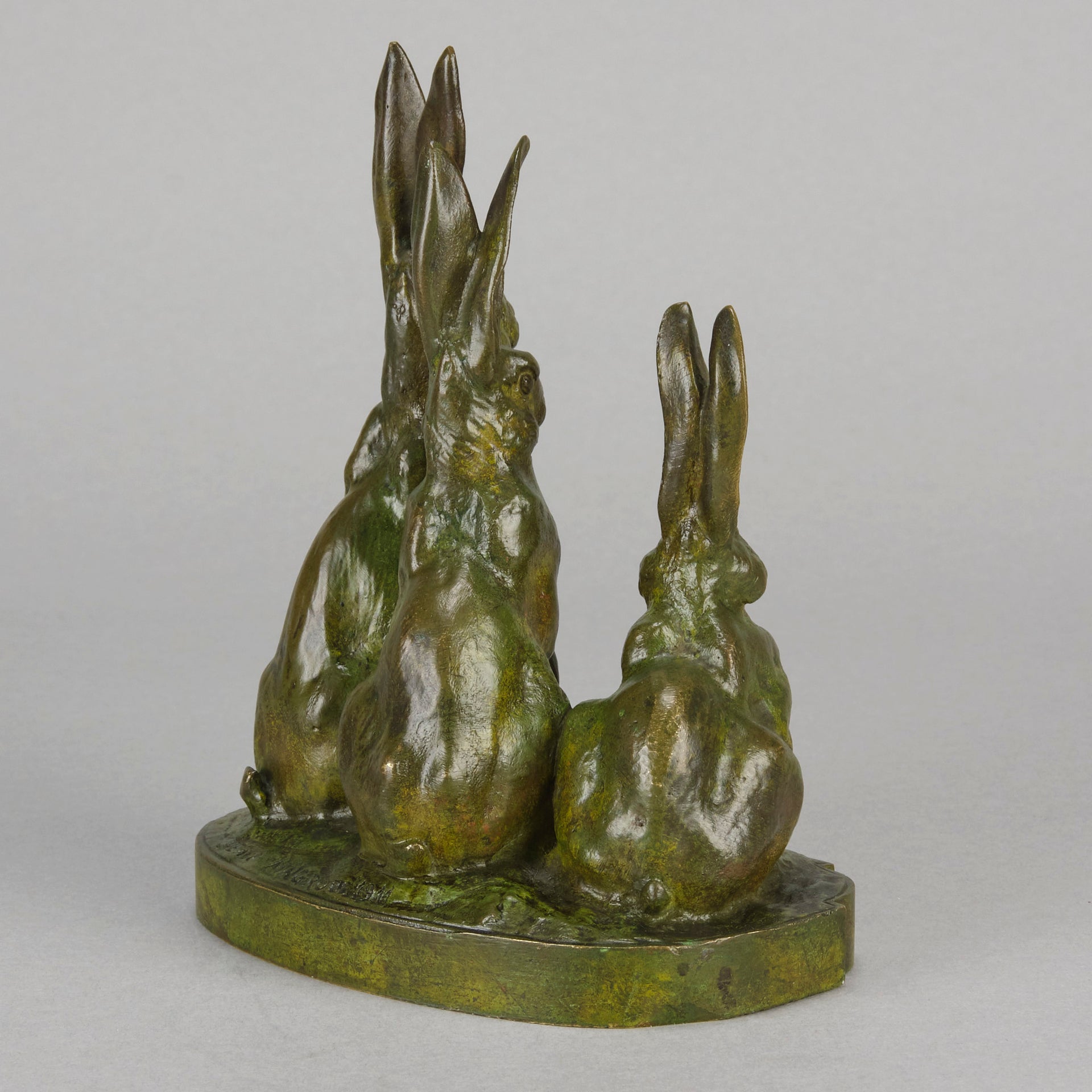 Jean Magrou Bronze - Three Alert Hares - Hickmet Fine Arts 