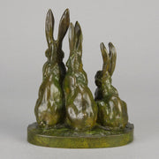 Jean Magrou Bronze - Three Alert Hares - Hickmet Fine Arts 