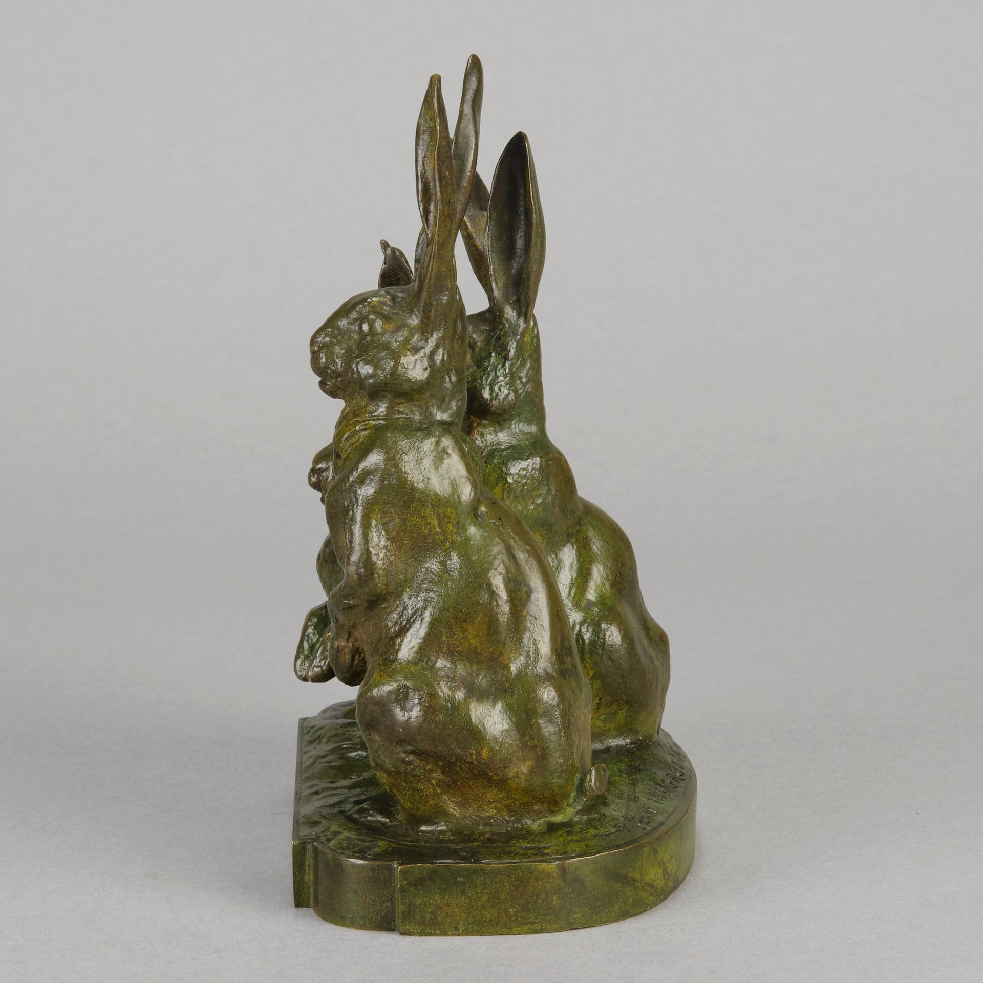 Jean Magrou Bronze - Three Alert Hares - Hickmet Fine Arts 