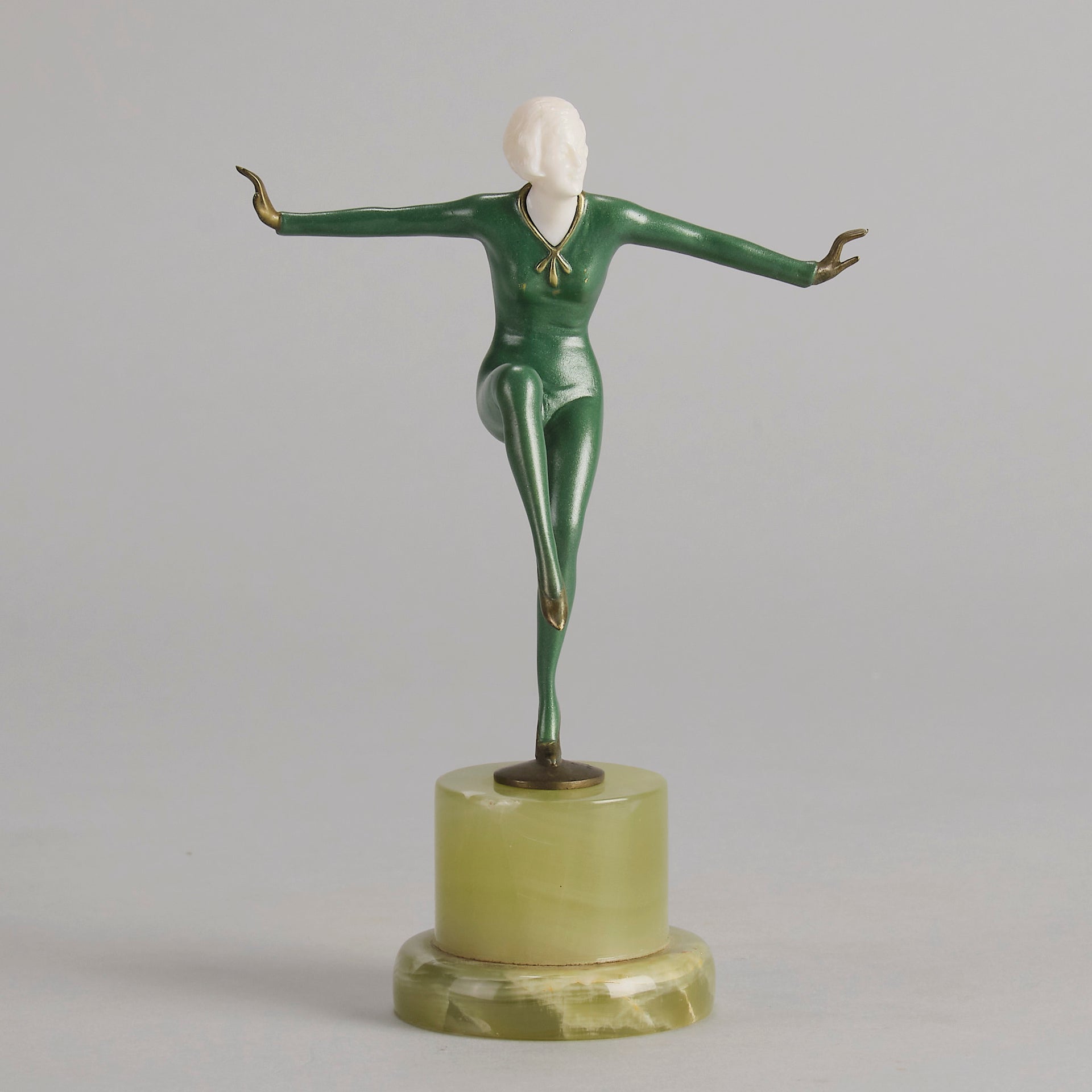 Lorenzl Girl with Arms Out Bronze and Ivory