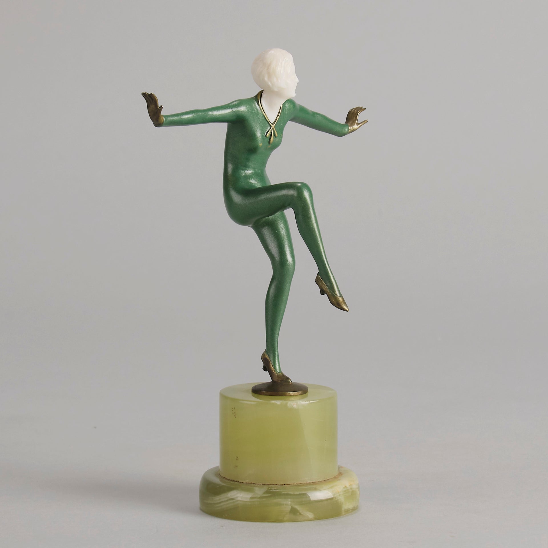 Lorenzl Girl with Arms Out Bronze and Ivory