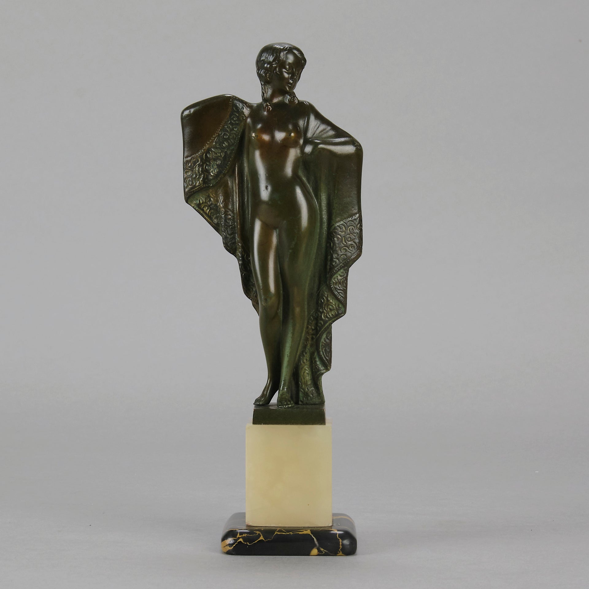 Josef Lorenzl Cloaked Lady - Art Deco Bronze - Hickmet Fine Arts