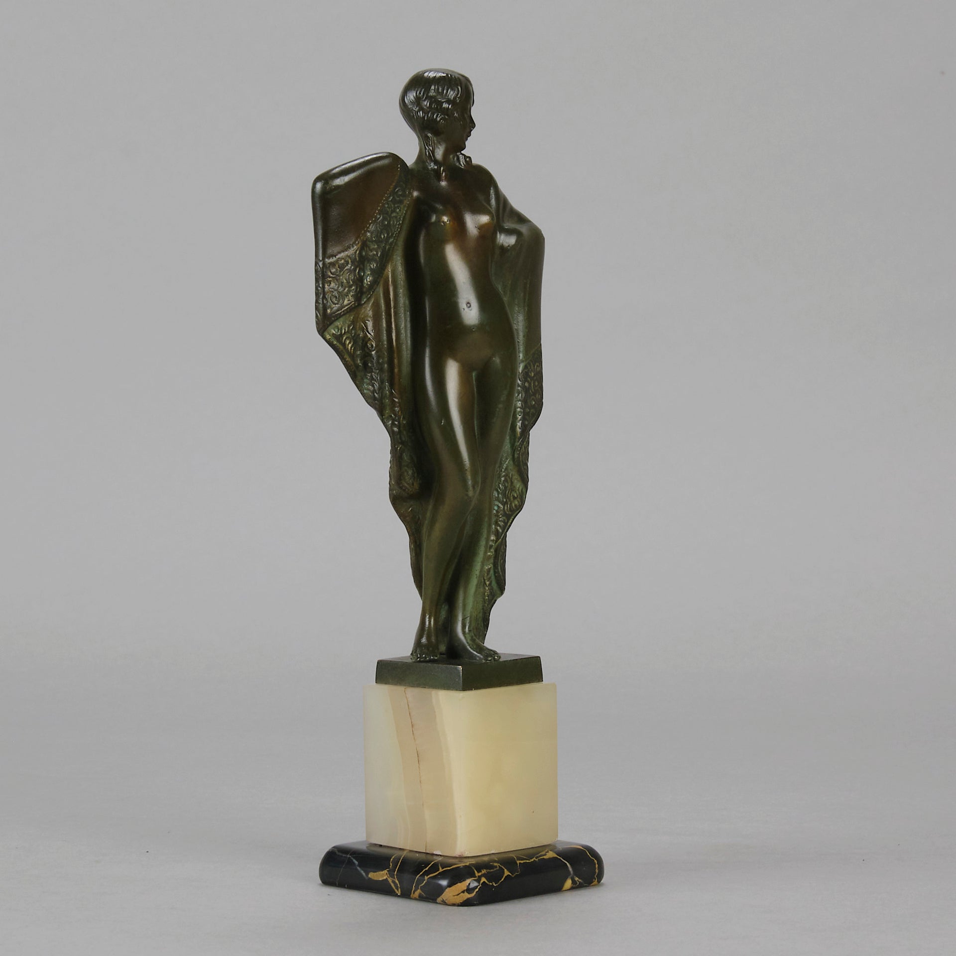 Josef Lorenzl Cloaked Lady - Art Deco Bronze - Hickmet Fine Arts