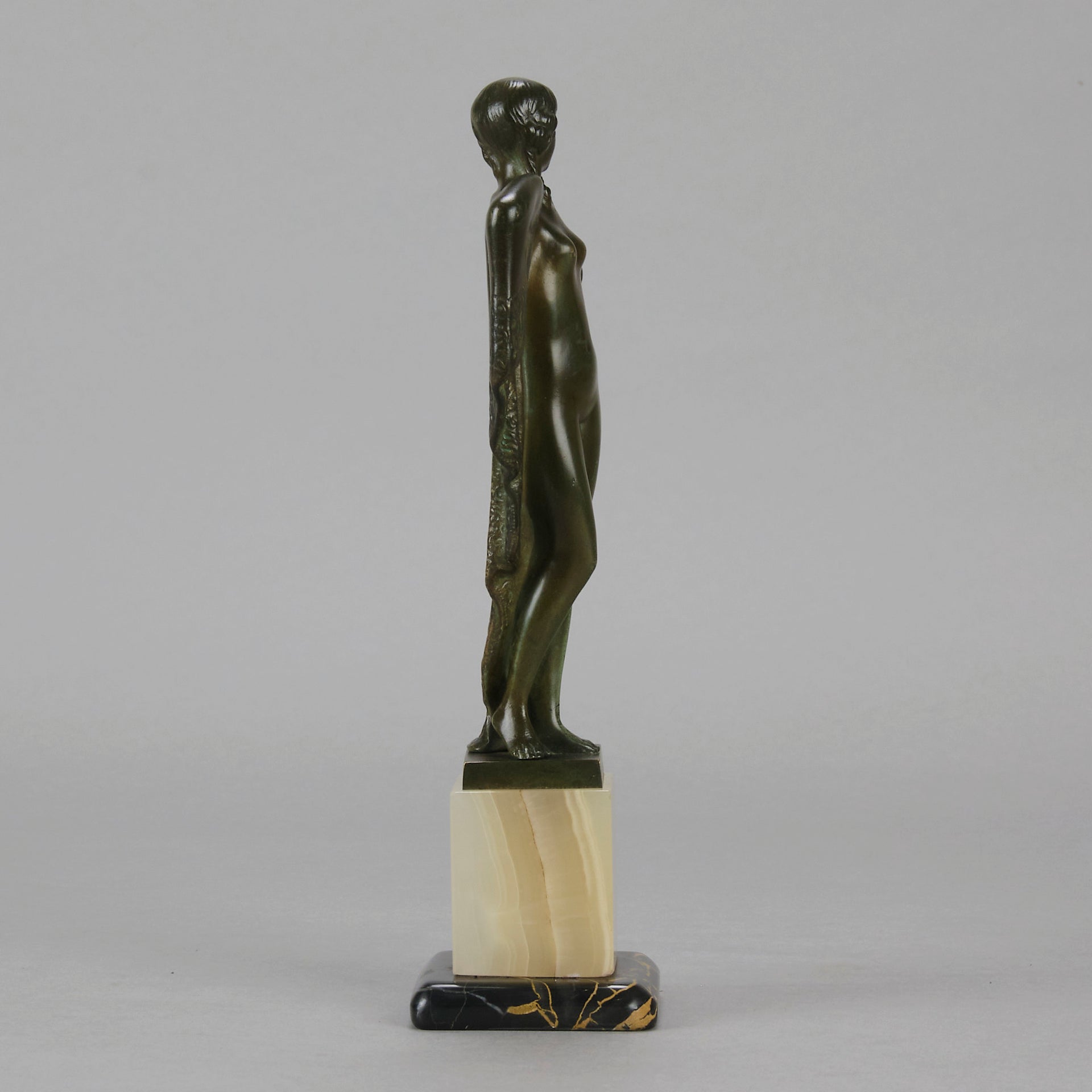 Josef Lorenzl Cloaked Lady - Art Deco Bronze - Hickmet Fine Arts