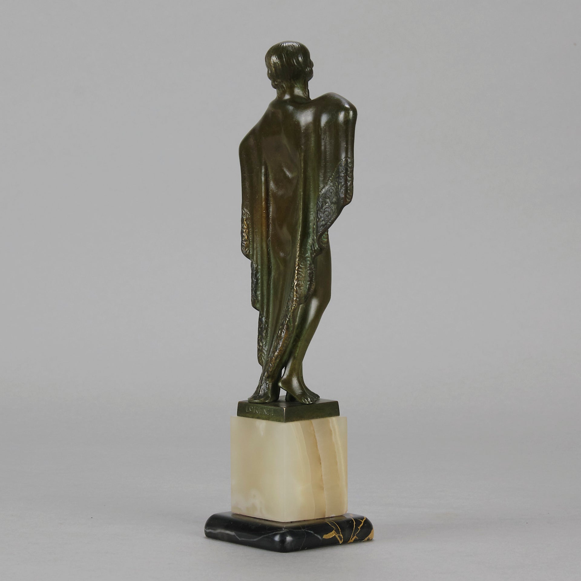 Josef Lorenzl Cloaked Lady - Art Deco Bronze - Hickmet Fine Arts