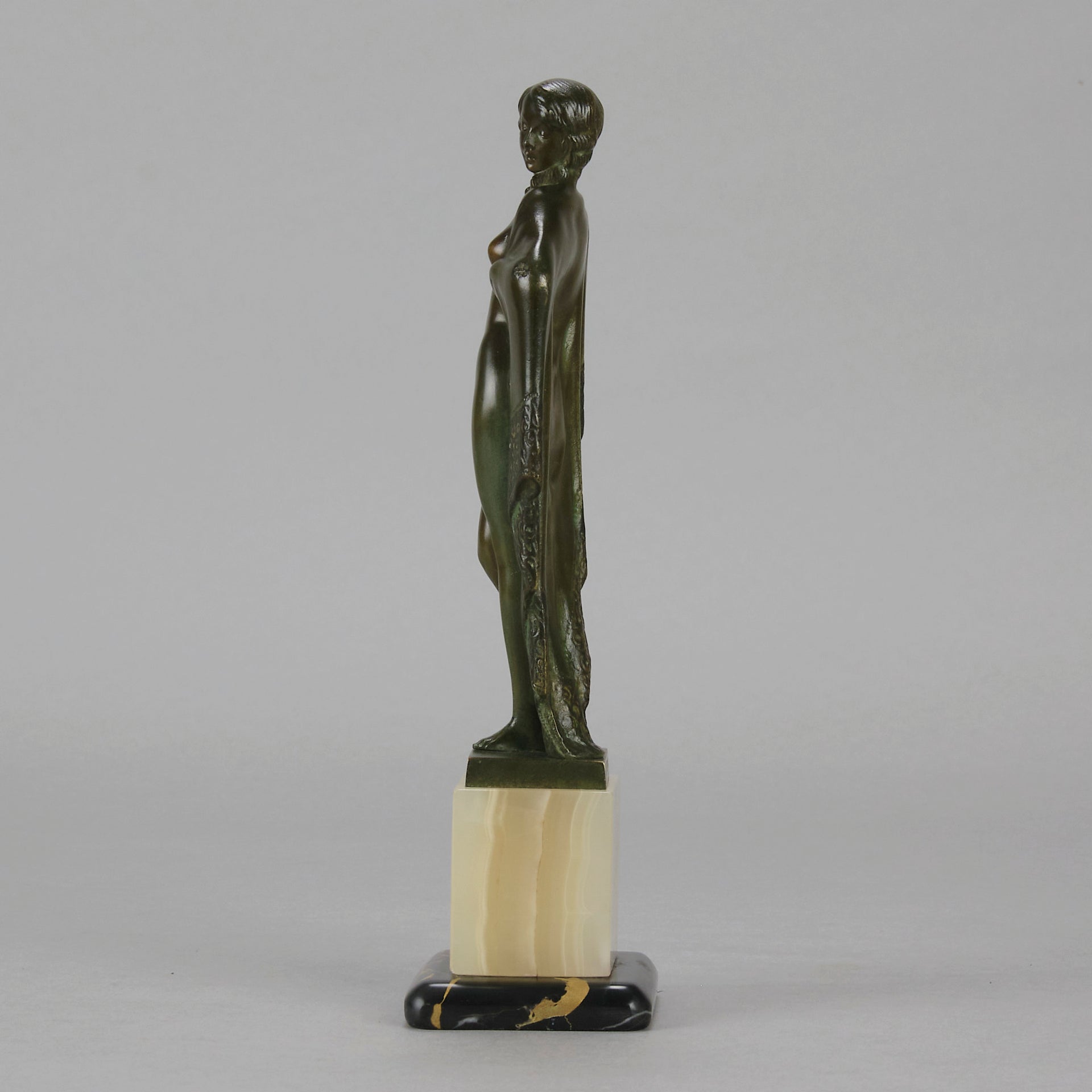 Josef Lorenzl Cloaked Lady - Art Deco Bronze - Hickmet Fine Arts