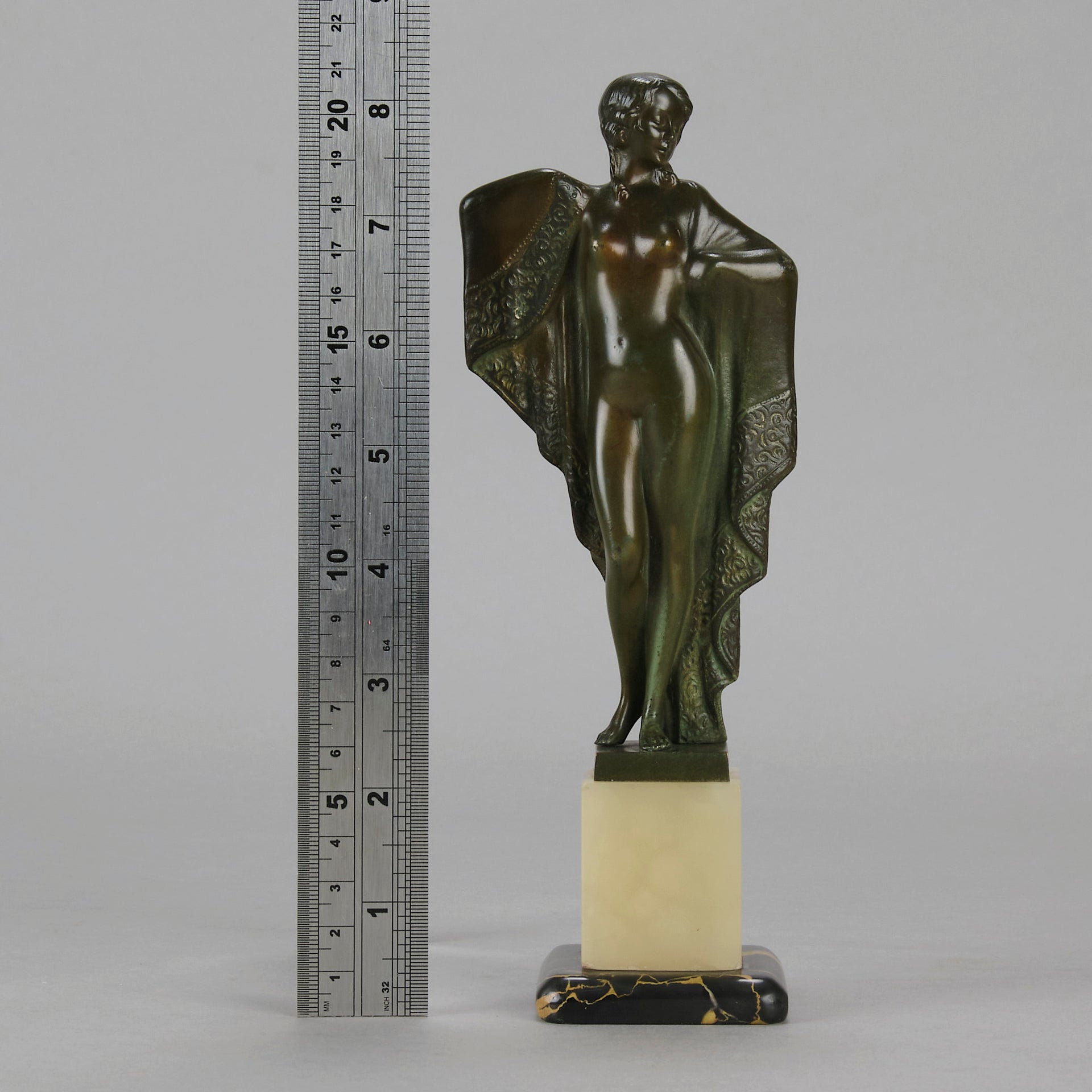 Josef Lorenzl Cloaked Lady - Art Deco Bronze - Hickmet Fine Arts
