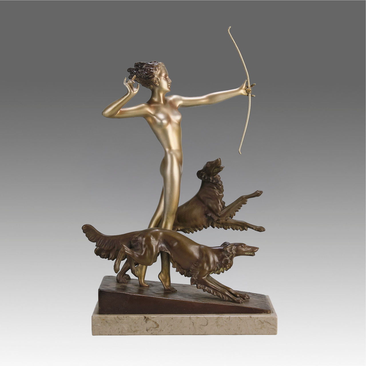Hounds & Diana Josef Lorenzl - Art Deco Bronze - Hickmet Fine Arts