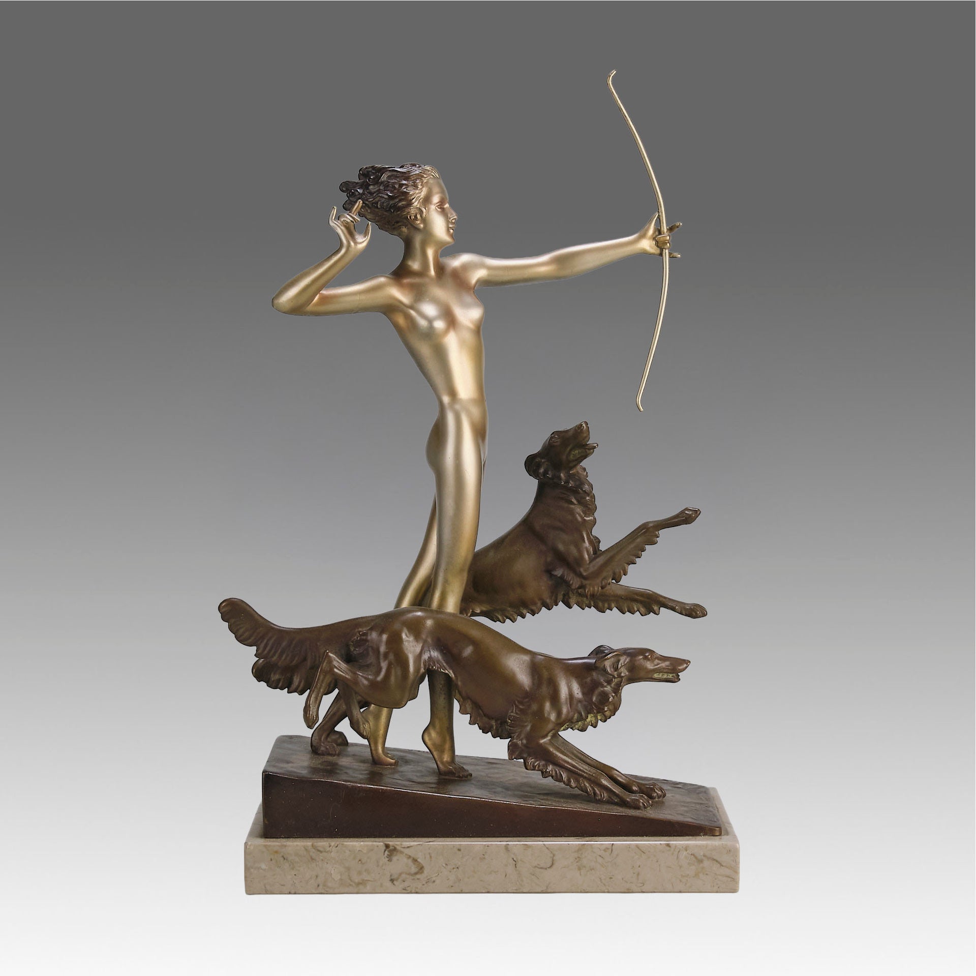 Hounds & Diana Josef Lorenzl - Art Deco Bronze - Hickmet Fine Arts