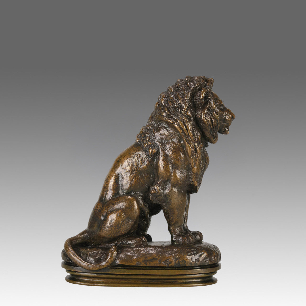 Barye Lion Assis - Antoine Barye Bronze - Hickmet Fine Arts