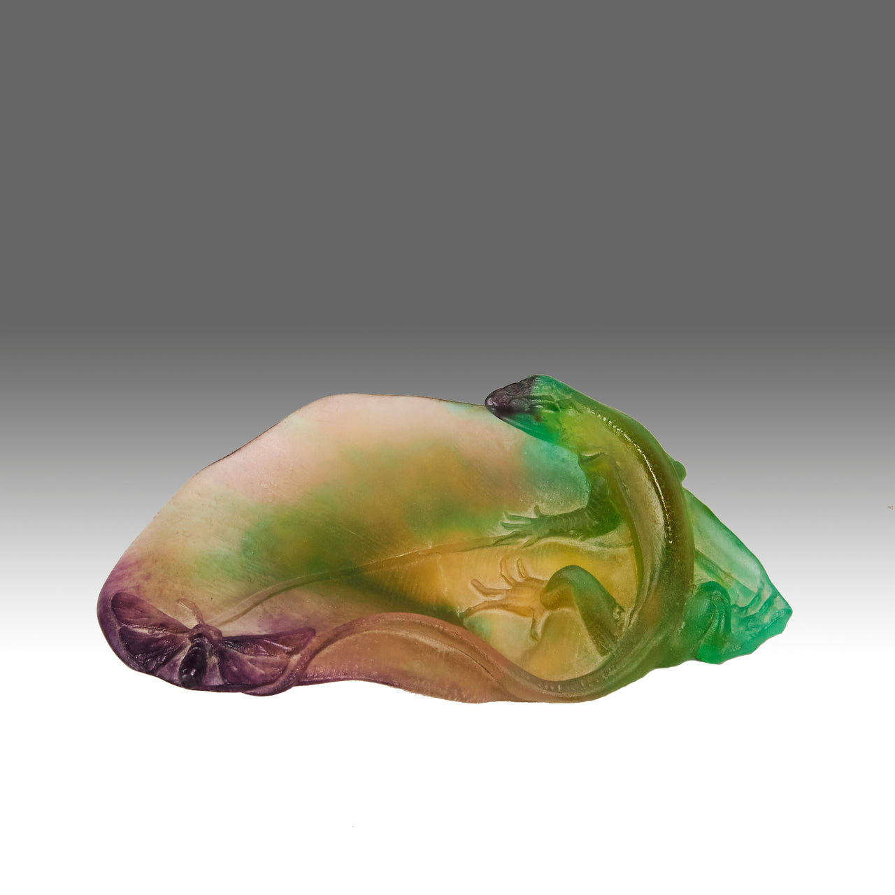 Daum Pate de verre Lizard and Butterfly Vide Poche