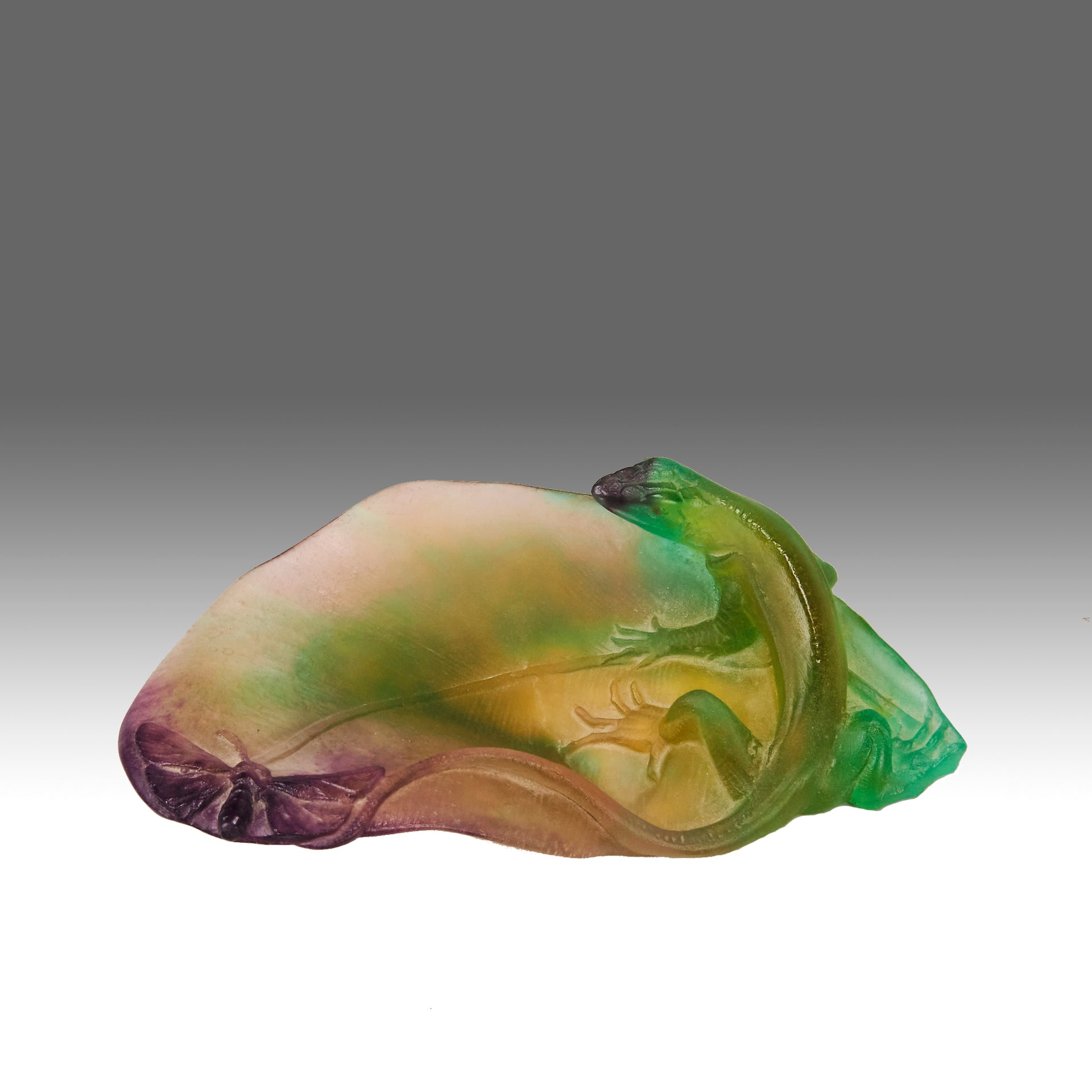 Daum Pate de verre Lizard and Butterfly Vide Poche