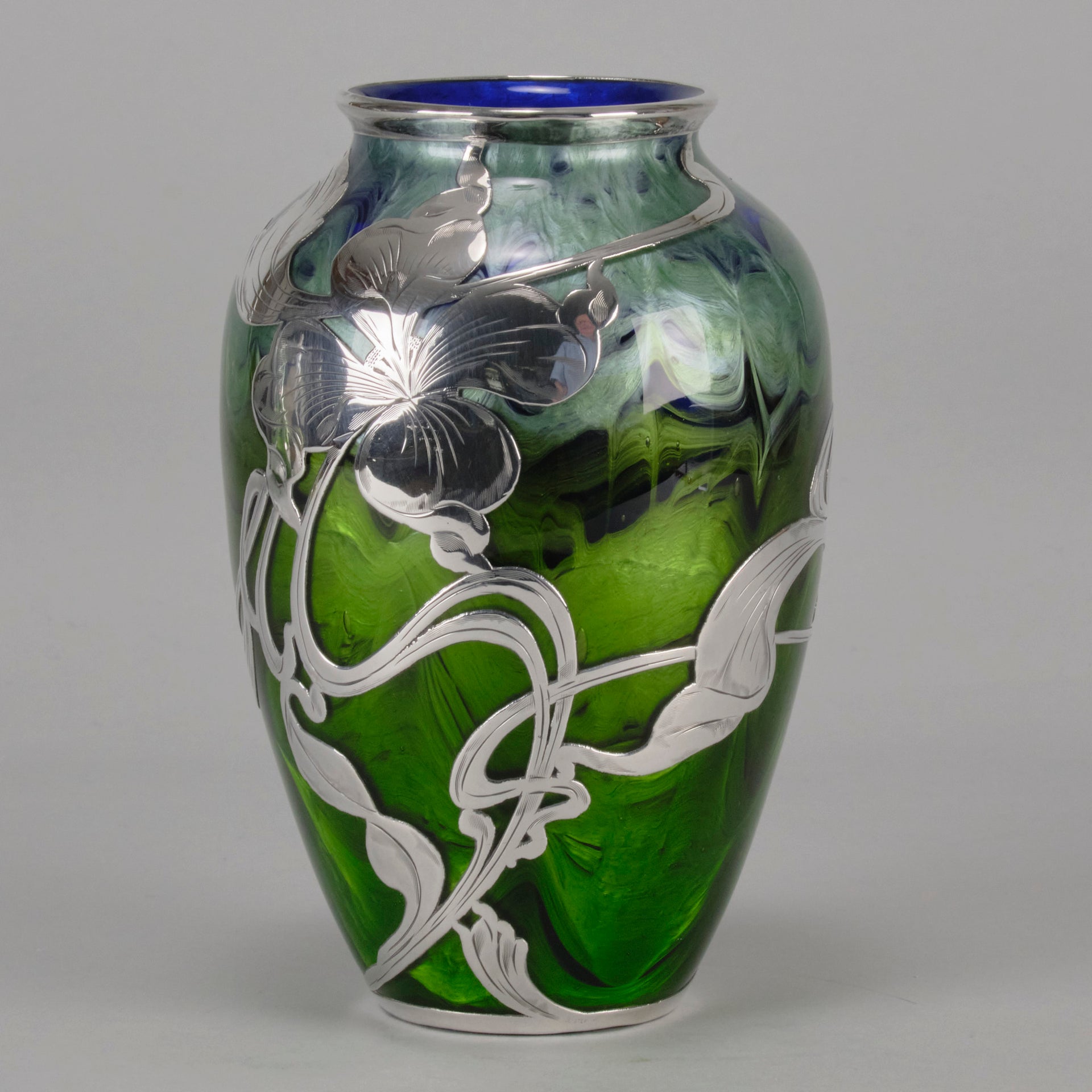 Art Nouveau Silvered Loetz Vase - Art Nouveau Glass - Hickmet Fine Arts 