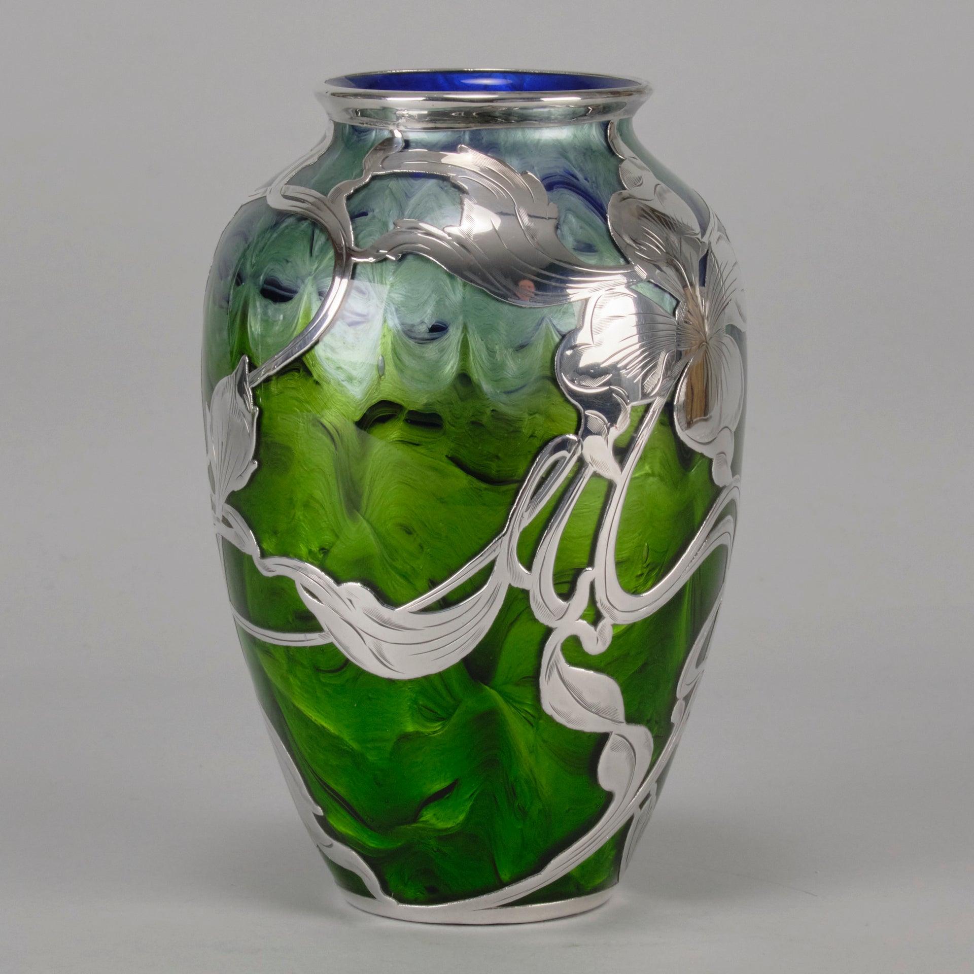 Art Nouveau Silvered Loetz Vase - Art Nouveau Glass - Hickmet Fine Arts 