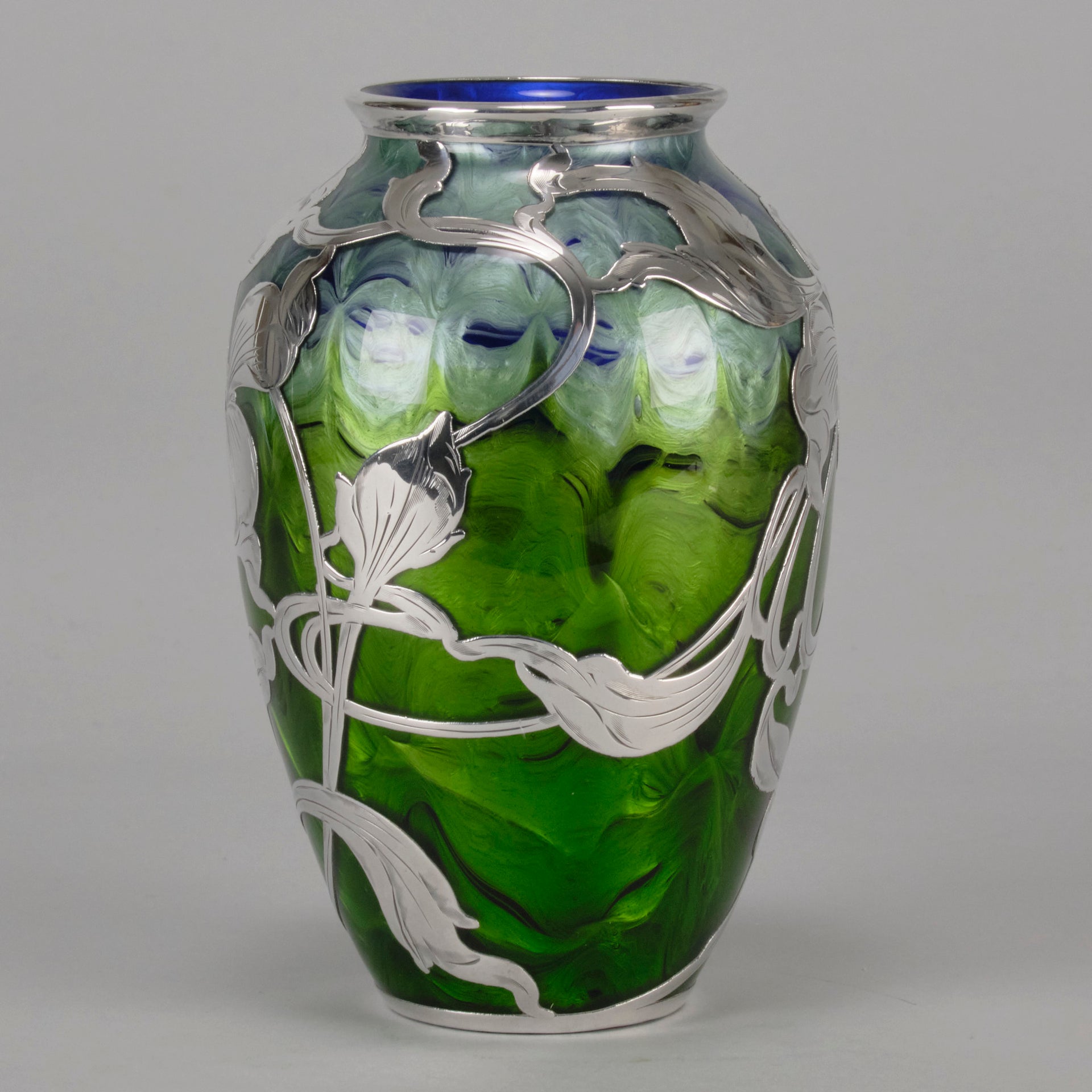 Art Nouveau Silvered Loetz Vase - Art Nouveau Glass - Hickmet Fine Arts 