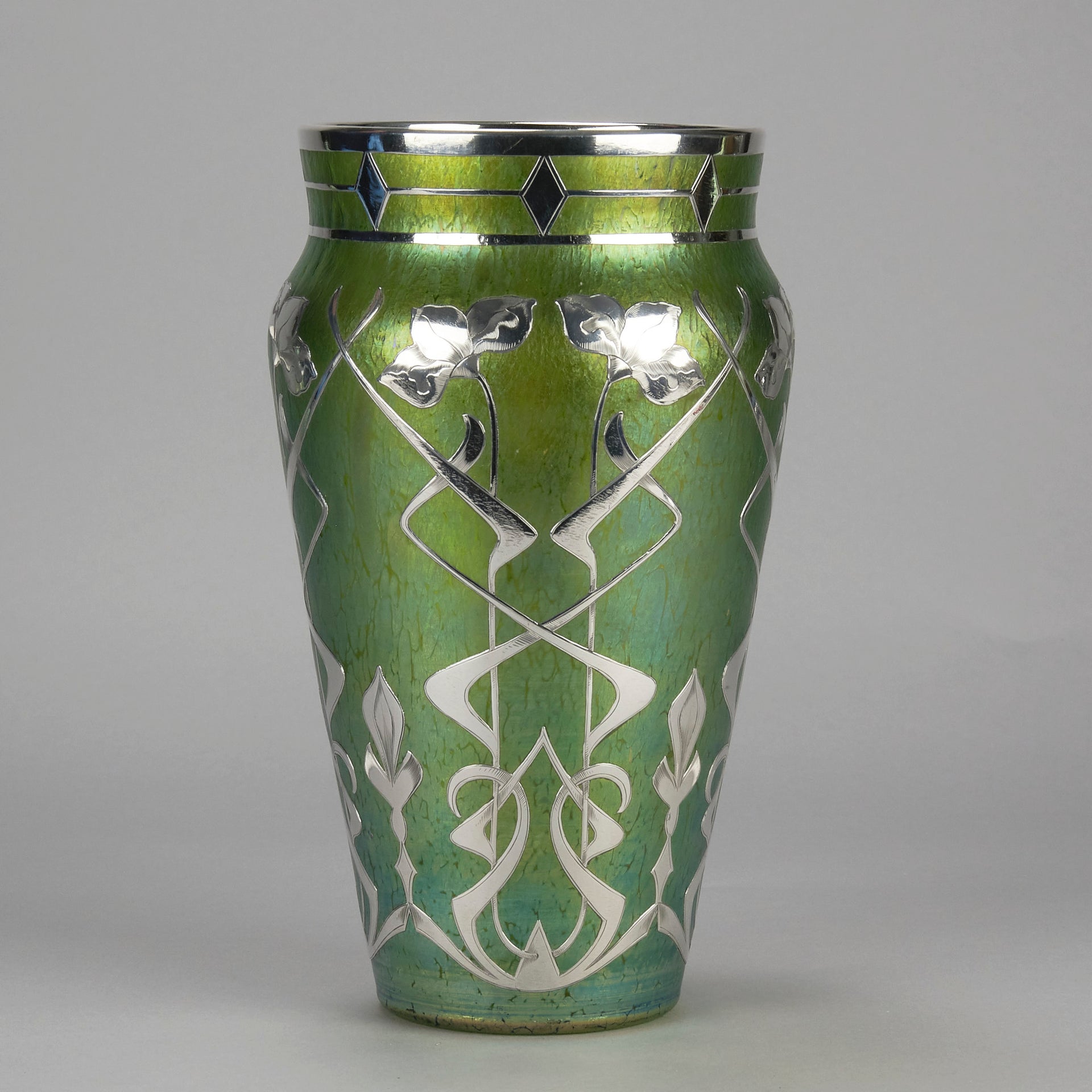 Silvered Loetz Vase - Art Nouveau Glass - Hickmet Fine Arts 