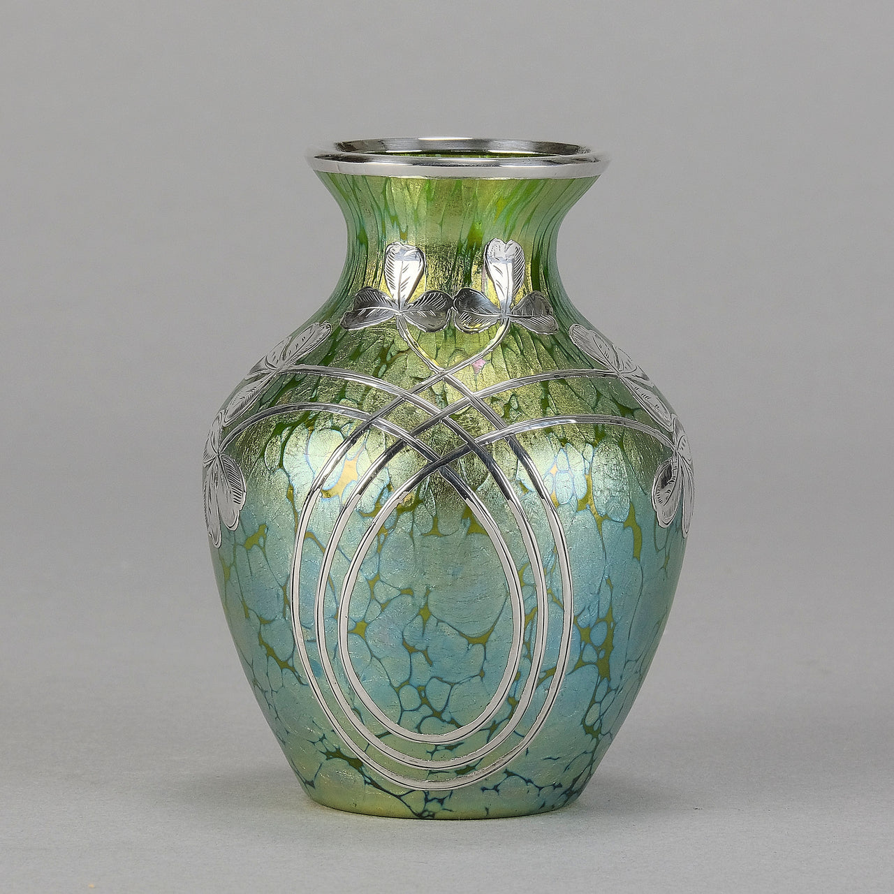 Loetz Green Papillon Vase - Art Nouveau - Hickmet Fine Arts 
