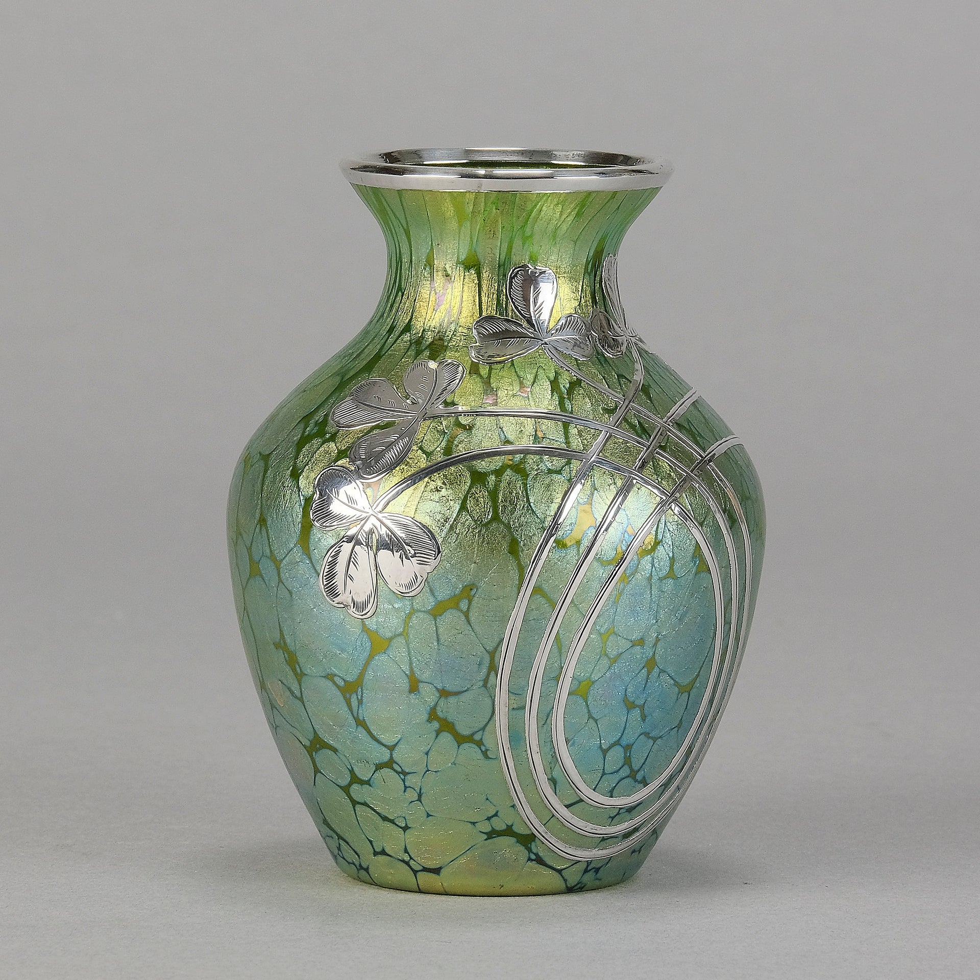 Loetz Green Papillon Vase - Art Nouveau - Hickmet Fine Arts 