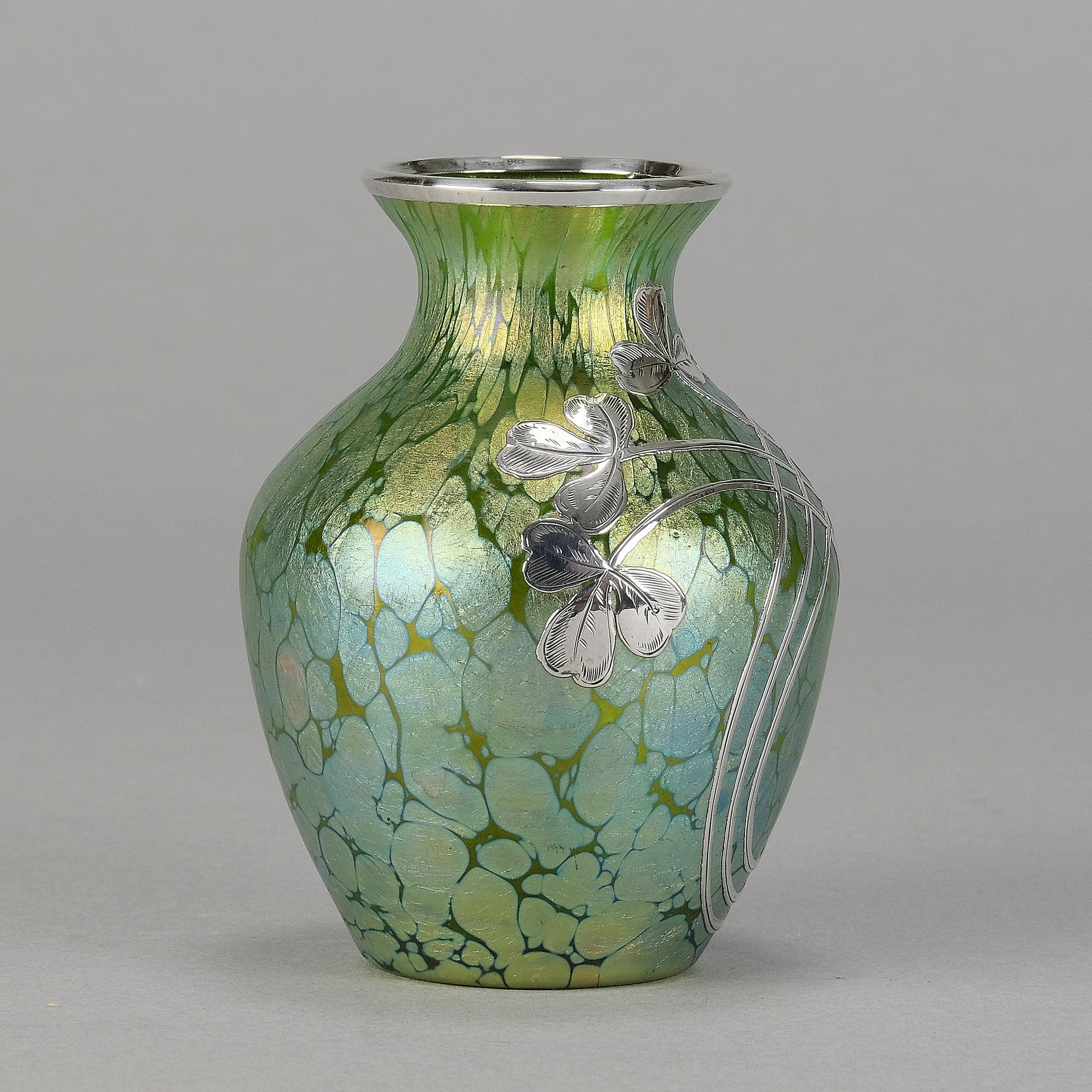 Loetz Green Papillon Vase - Art Nouveau - Hickmet Fine Arts 