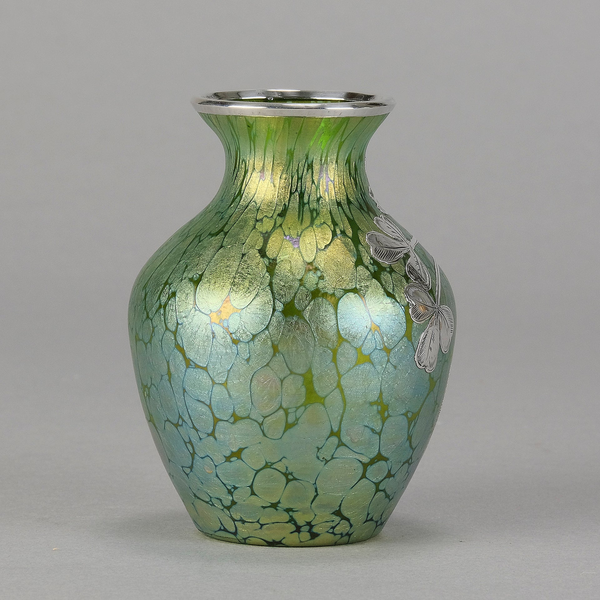 Loetz Green Papillon Vase - Art Nouveau - Hickmet Fine Arts 