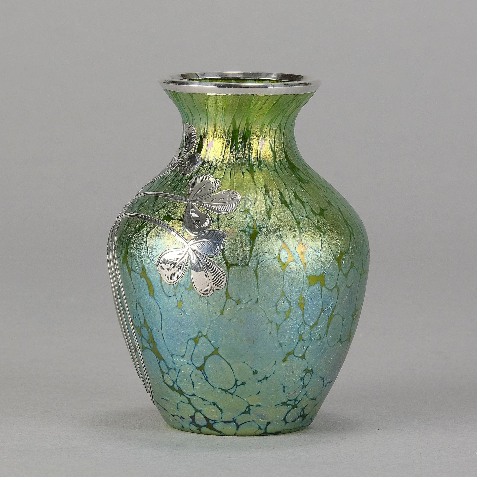 Loetz Green Papillon Vase - Art Nouveau - Hickmet Fine Arts 