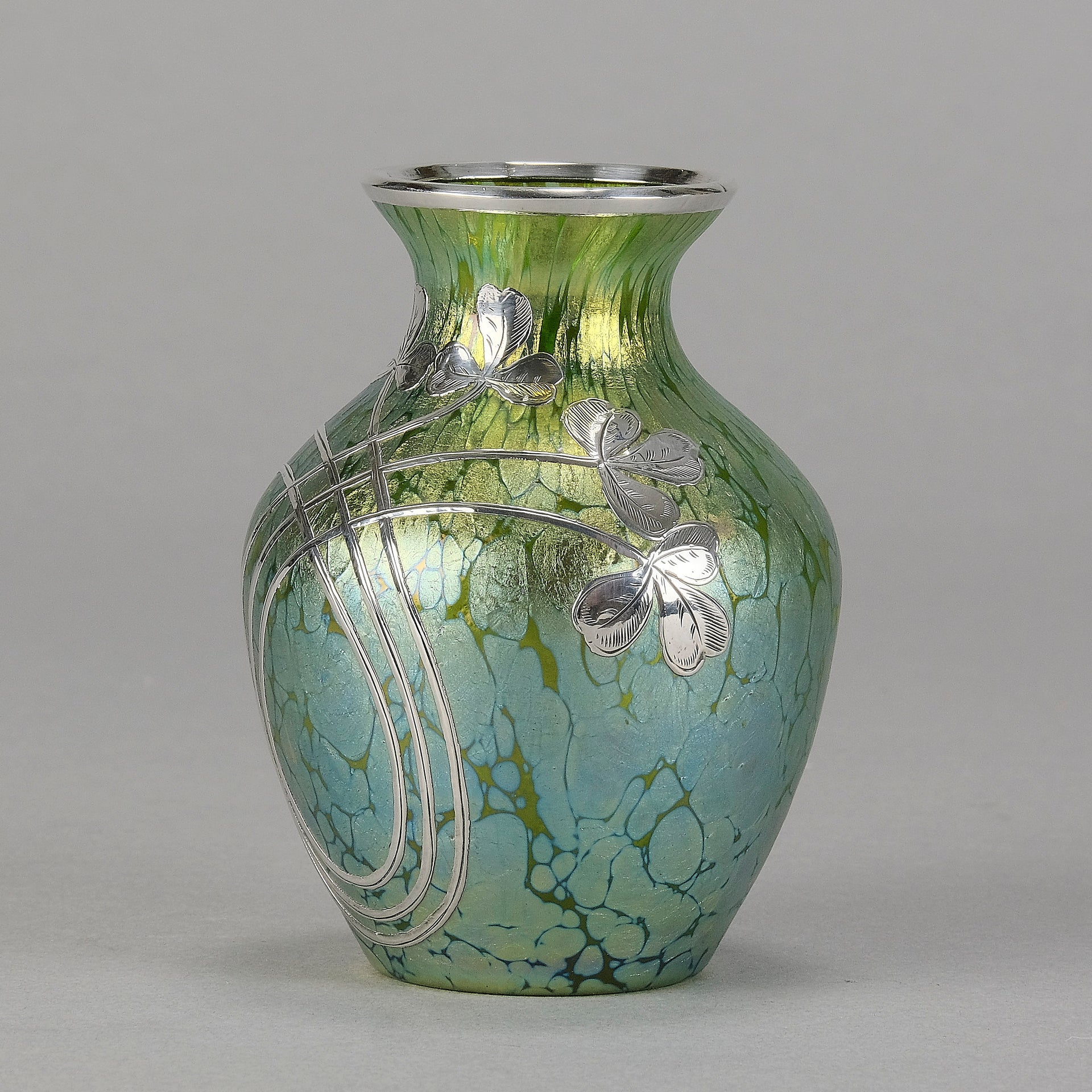Loetz Green Papillon Vase - Art Nouveau - Hickmet Fine Arts 