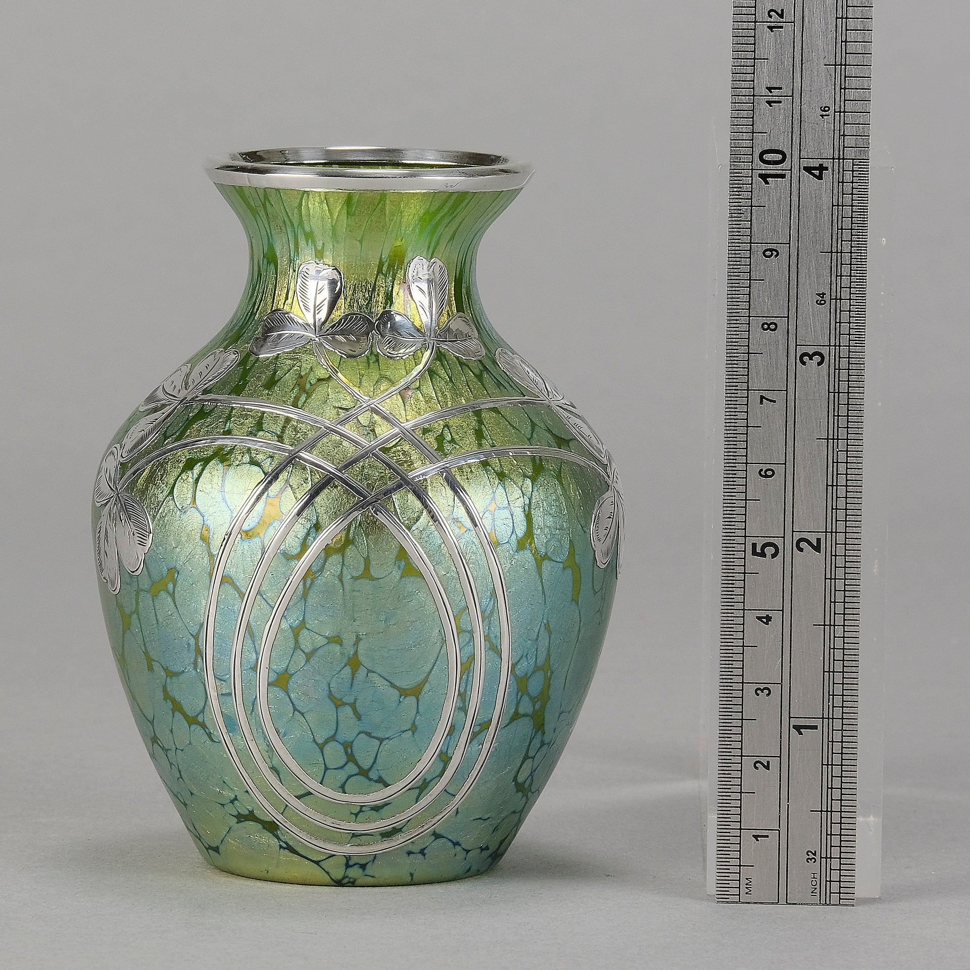 Loetz Green Papillon Vase - Art Nouveau - Hickmet Fine Arts 