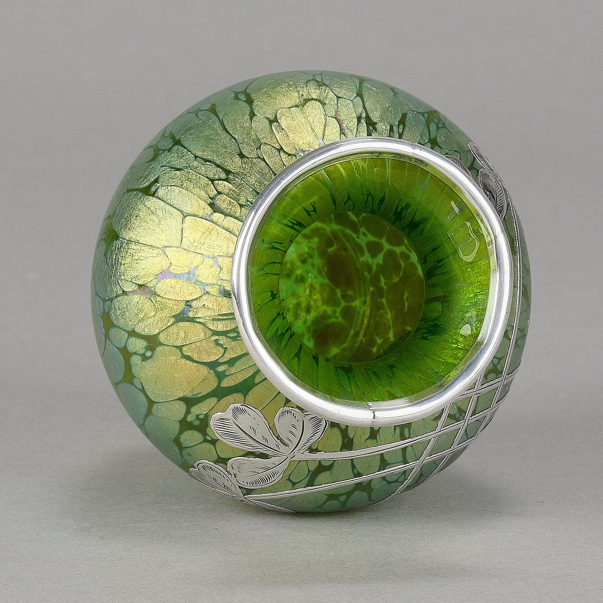 Loetz Green Papillon Vase - Art Nouveau - Hickmet Fine Arts 