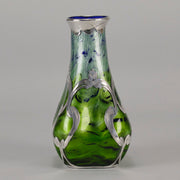 Iridescent Blue Silvered Loetz Vase - Art Nouveau Glass - Hickmet Fine Arts 
