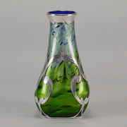 Iridescent Blue Silvered Loetz Vase - Art Nouveau Glass - Hickmet Fine Arts 