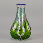 Iridescent Blue Silvered Loetz Vase - Art Nouveau Glass - Hickmet Fine Arts 