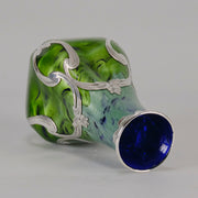 Iridescent Blue Silvered Loetz Vase - Art Nouveau Glass - Hickmet Fine Arts 