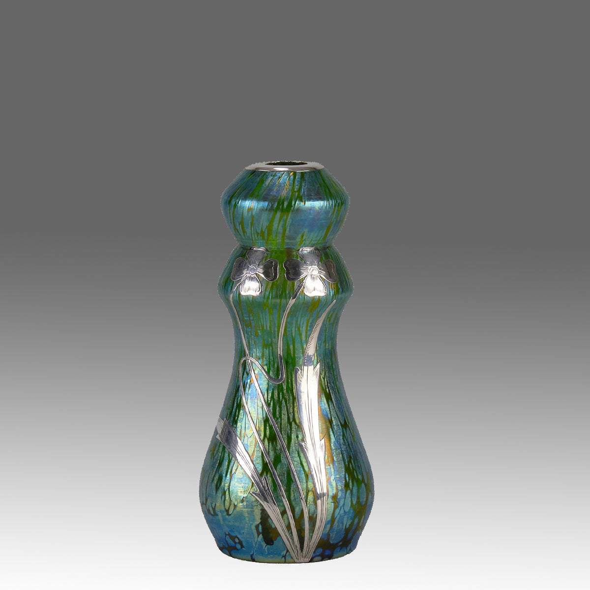 Loetz Silvered overlay Vase - Art Nouveau Glass - Hickmet Fine Arts 