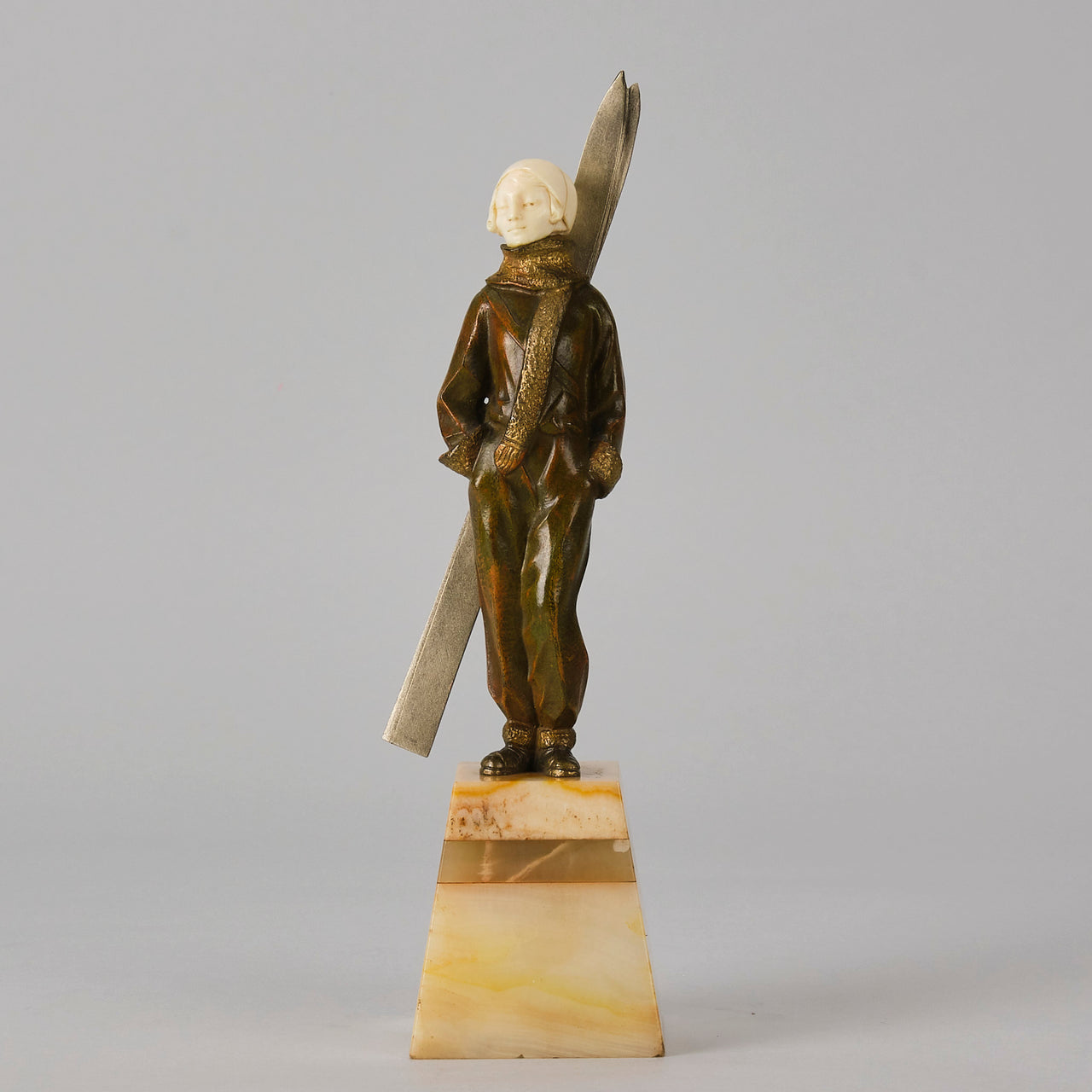 Sosson Bronze Skier - Art Deco Sculpture - Hickmet Fine Arts 