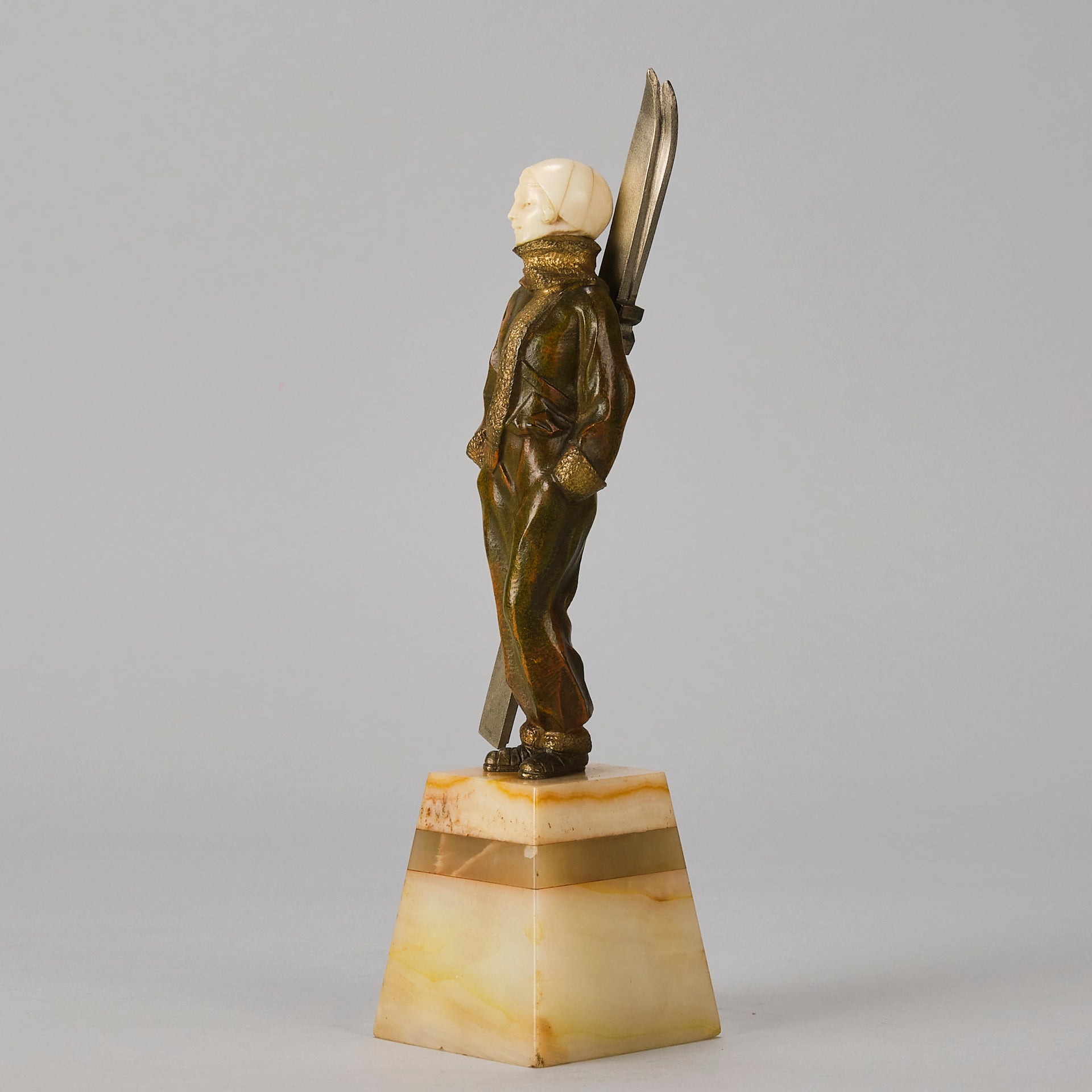 Sosson Bronze Skier - Art Deco Sculpture - Hickmet Fine Arts 