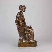 Maurice Bouval Bronze - Femma Avec Oiseaux - Hickmet Fine Arts