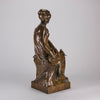 Maurice Bouval Bronze - Femma Avec Oiseaux - Hickmet Fine Arts