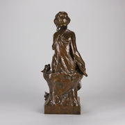 Maurice Bouval Bronze - Femma Avec Oiseaux - Hickmet Fine Arts