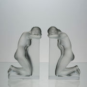Lalique Bookends - Lalique Glass Reverie Bookends - Hickmet Fine Arts 