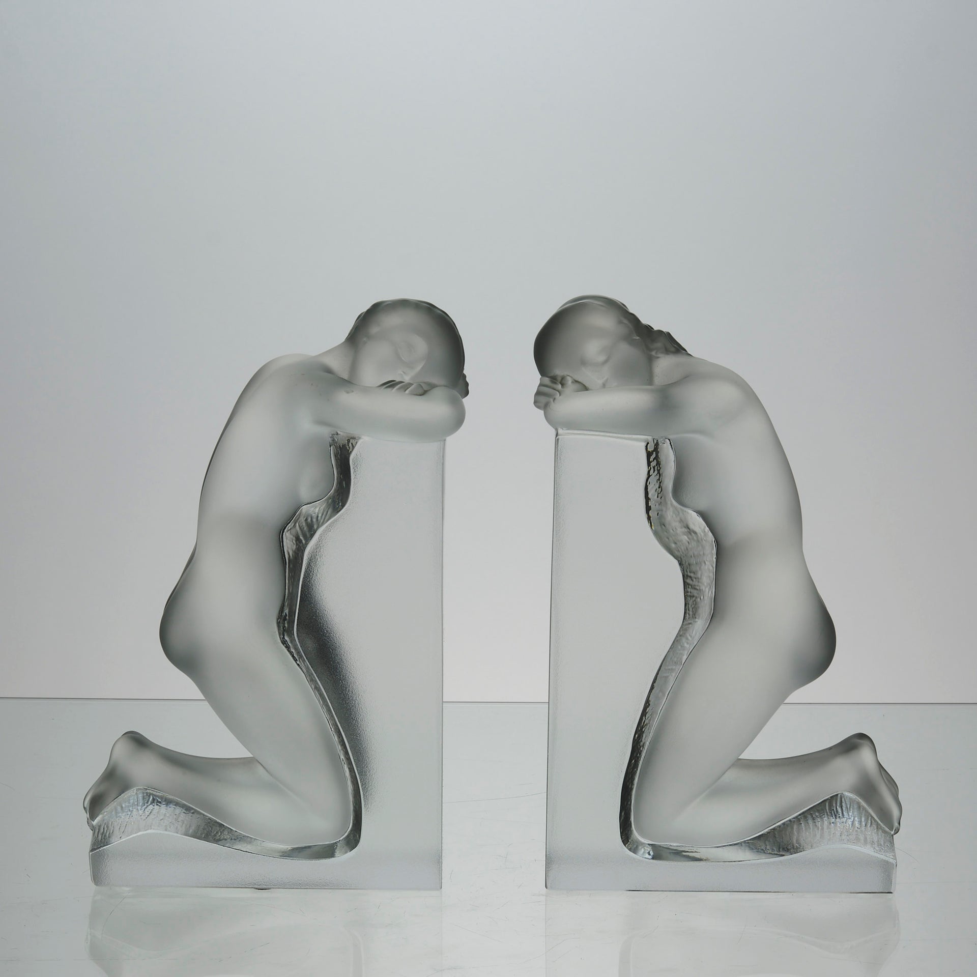 Lalique Bookends - Lalique Glass Reverie Bookends - Hickmet Fine Arts 