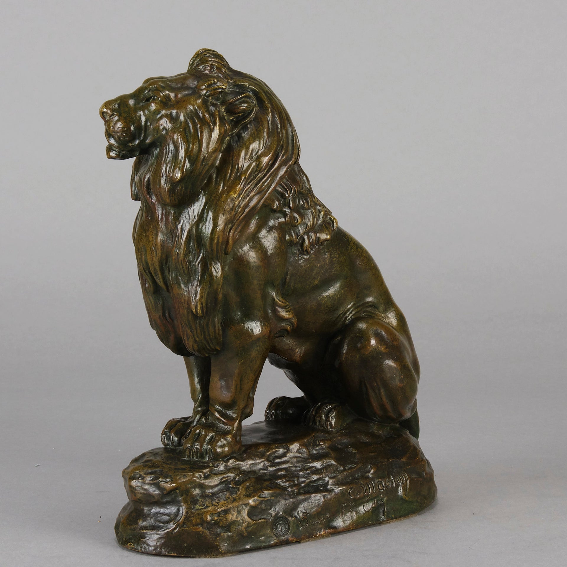 Clovis Masson Lion Assis - Animaliers Bronze - Hickmet Fine Arts