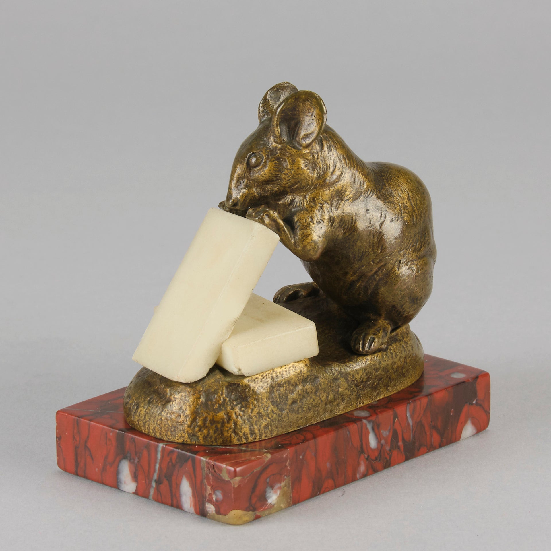 Clovis Masson Bronze - Mouse and Cheese - Animaliers - Hickmet Fine Arts
