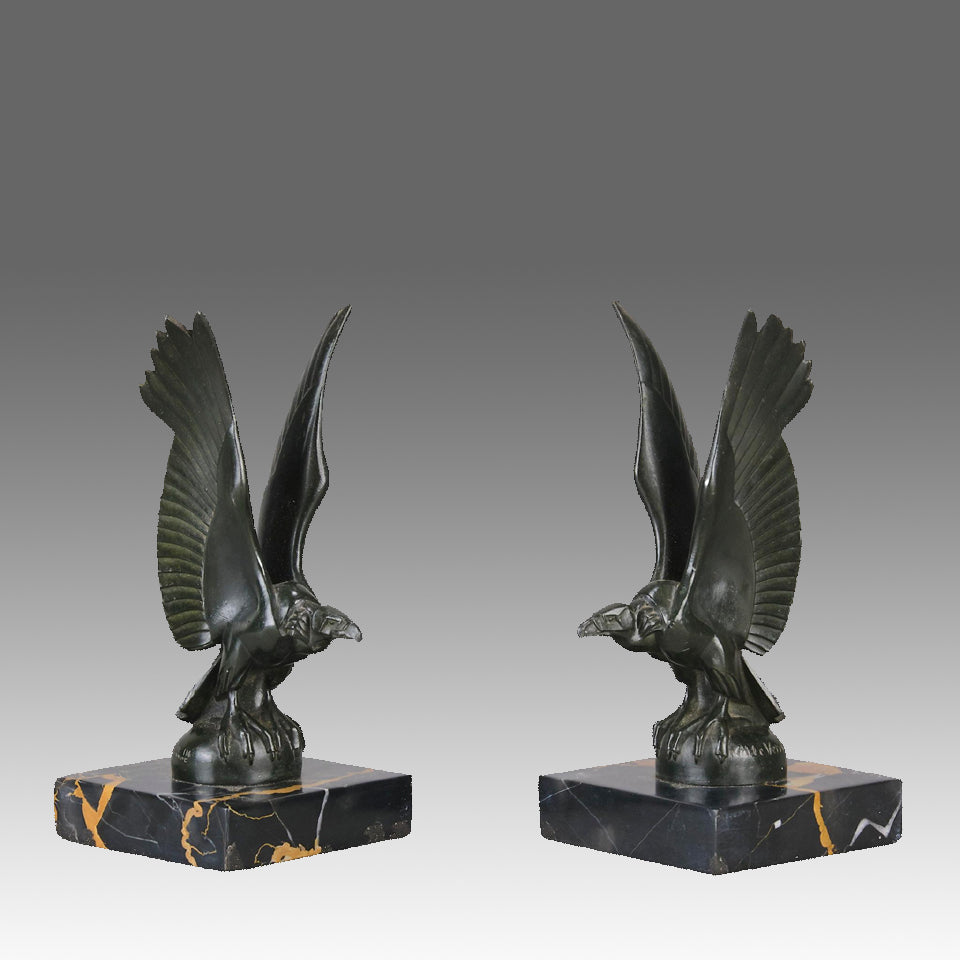 Max le Verrrier Bookends - Art Deco Bronze - Hickmet Fine Arts 