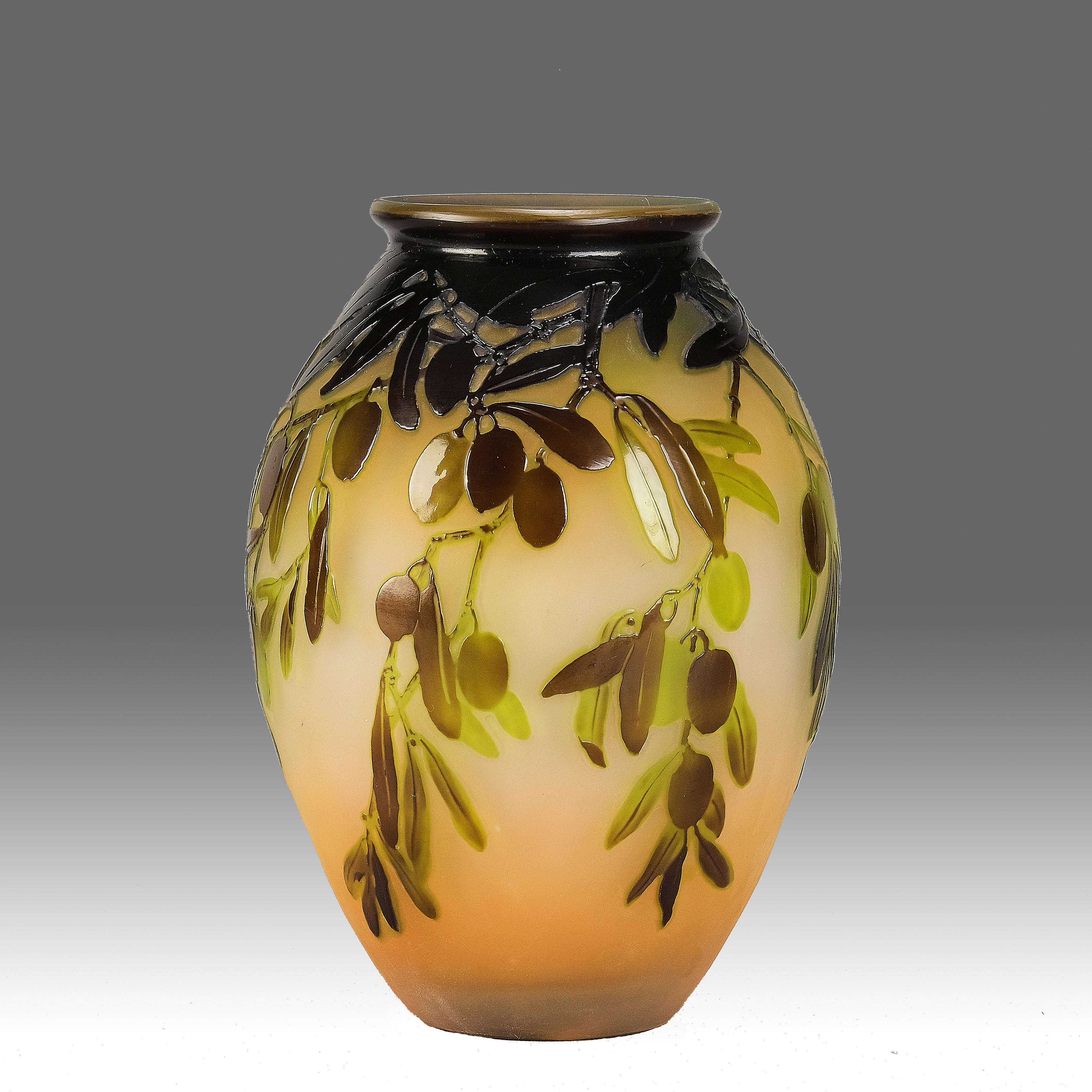 Emile Galle Olive Vase - Art Nouveau Glass - Hickmet Fine Arts