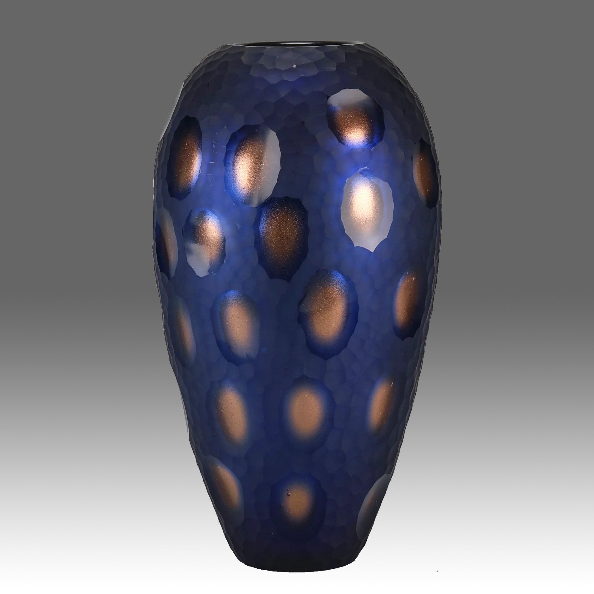 Vittorio Ferro Murano Blue and Bronze Vase - Hickmet Fine Arts 