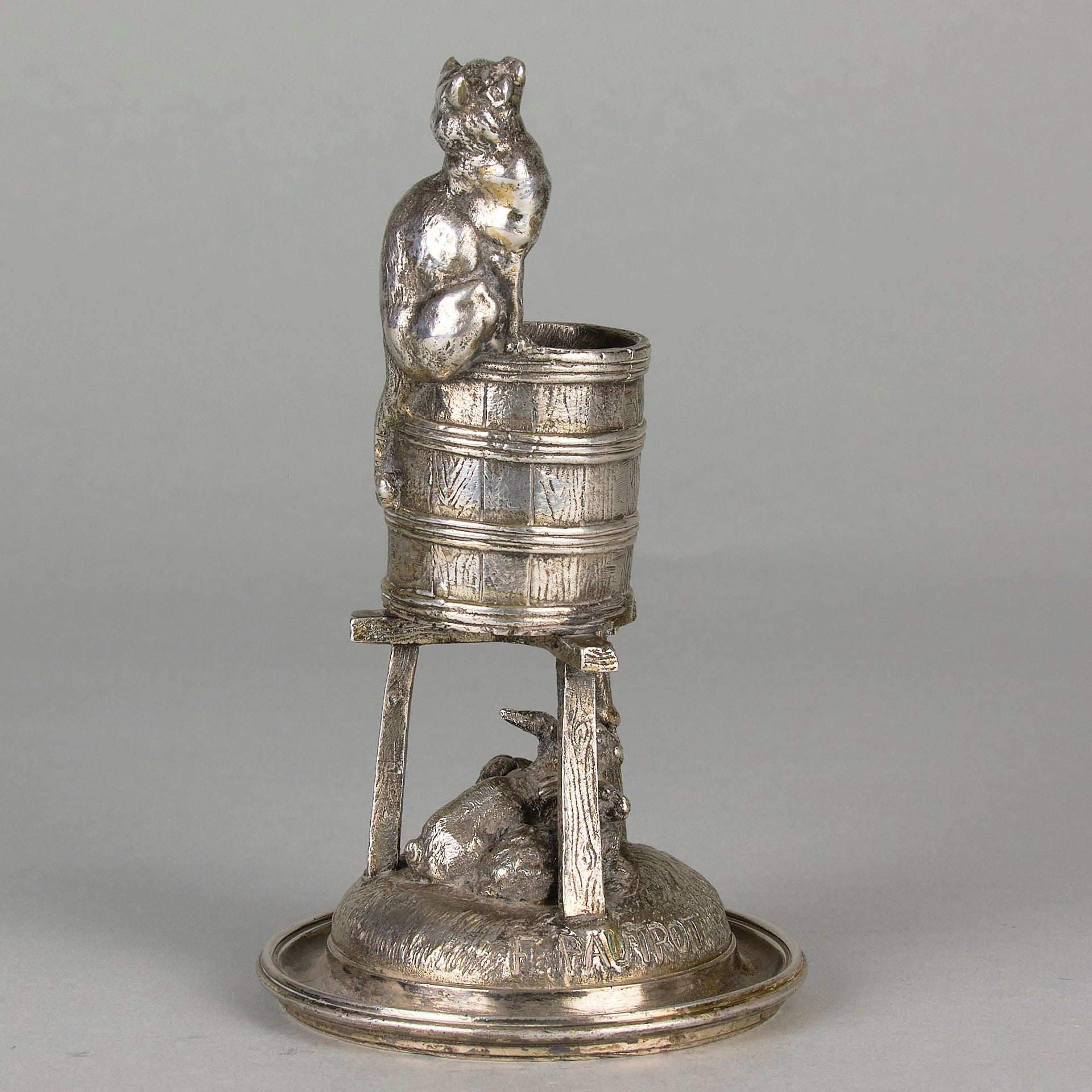 Pautrot Cat & Bunnies - Ferdinand Pautrot Bronze - Hickmet Fine Arts