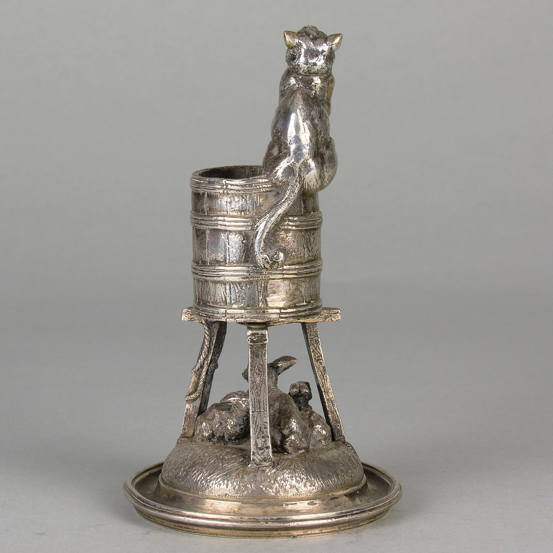 Pautrot Cat & Bunnies - Ferdinand Pautrot Bronze - Hickmet Fine Arts